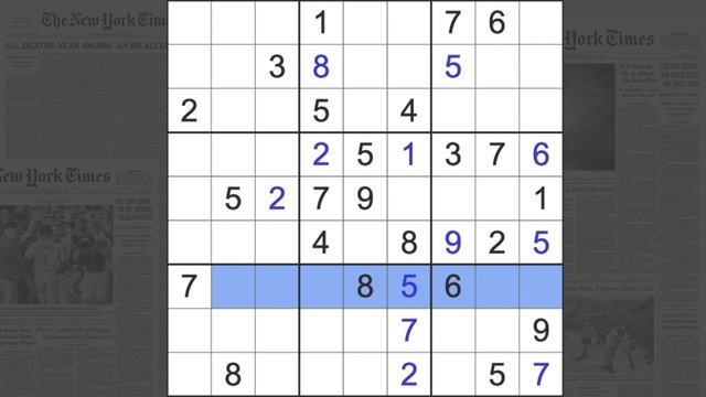 Sudoku solution – New York Times sudoku 24 November 2022 Hard level смотреть онлайн