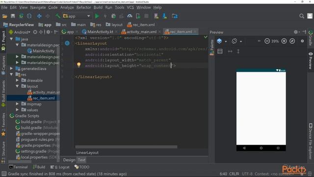 Hands-On Android Material Design : Implementing The RecyclerView | packtpub.com смотреть онлайн