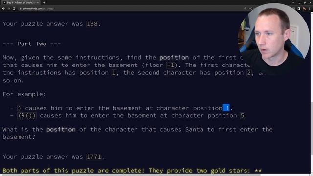 Day 1: Not Quite Lisp [AOC2015 in Rust] смотреть онлайн