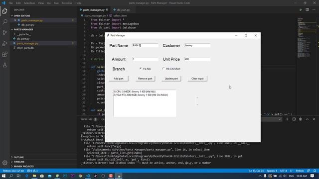 Python Tkinter GUI - SQLite3 - Parts Manager смотреть онлайн