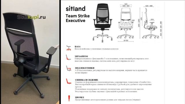 Офисное кресло Sitland Team Strike Executive - обзор смотреть онлайн