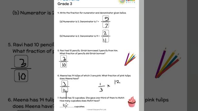 Grade 3 Fractions - Worksheet solution смотреть онлайн