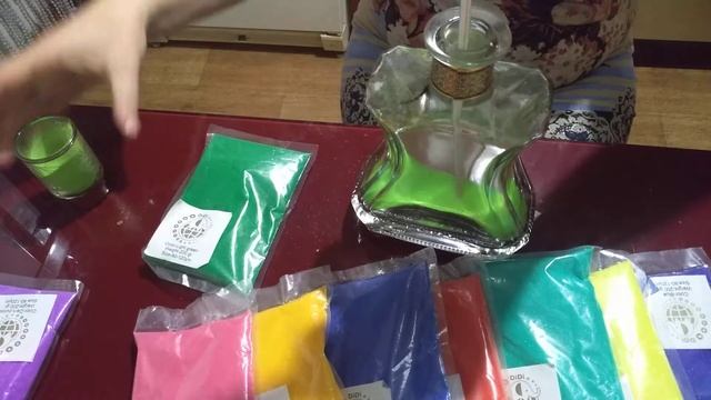 Цветной песок для творчества. Первый опыт. #поделкисвоимируками,#цветнойпесок,#творчество. смотреть онлайн