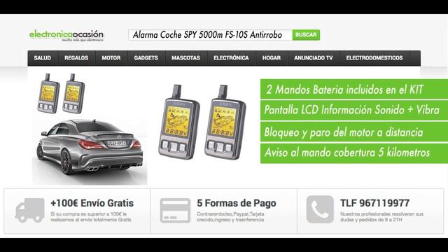 Alarma SPY 5000m FS 10S Antirrrobo para coche universal aviso mando смотреть онлайн