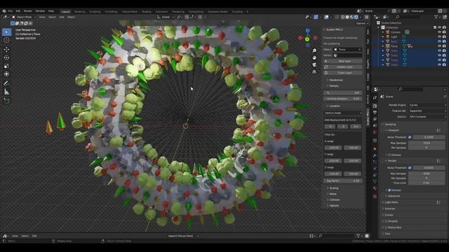 Incredible scattering of objects on a Torus - Blender - Scatter PRO addon смотреть онлайн