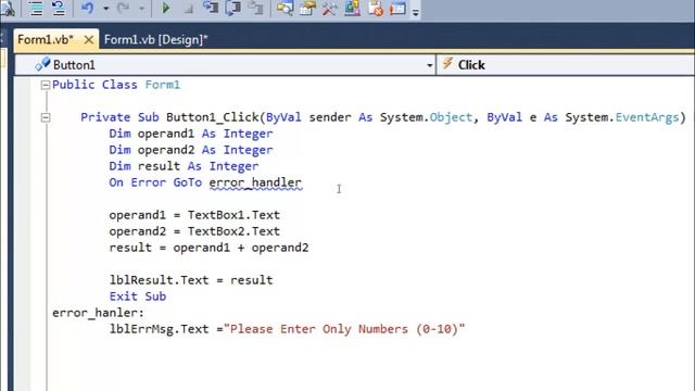 How to handle error in a program using visual basics windows form app смотреть онлайн