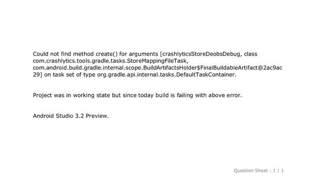 Android : Could not find method create() for arguments - Crashlytics issue смотреть онлайн