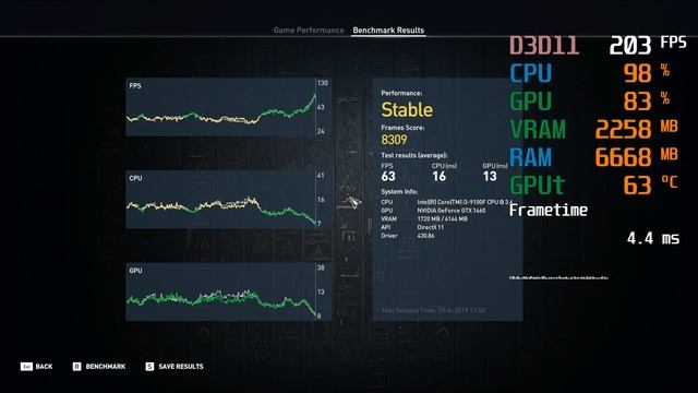 GeForce GTX 1660 -- Intel Core i3-9100F -- Assassin's Creed AC Origins Benchmark смотреть онлайн