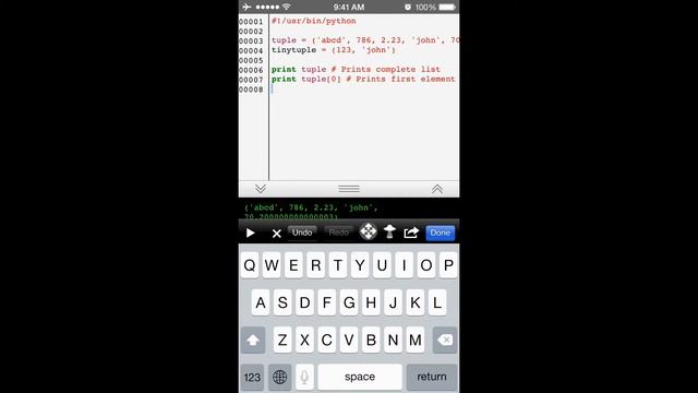 Python Programming in iPhone - Tuples Variable смотреть онлайн