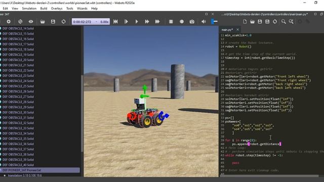 Webots Python ile Robot üzerinde ki Distance Sensor Kontrolleri - Webots Python Dersleri #4 смотреть онлайн