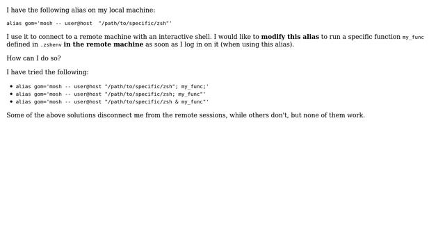Unix & Linux: ssh/mosh to a remote interactive shell and run specific function смотреть онлайн