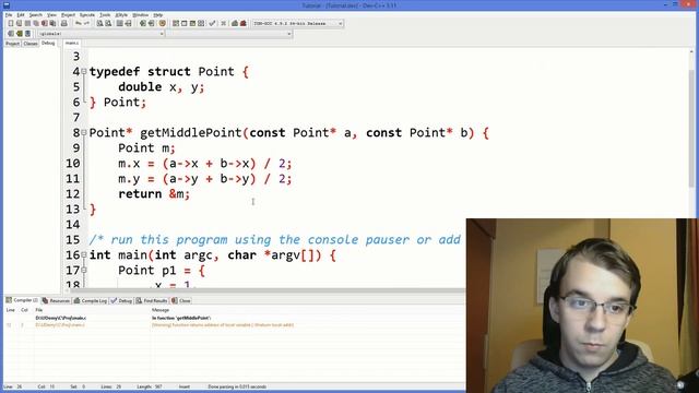 How to return and pass a struct to a function смотреть онлайн