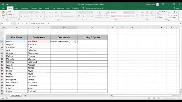 Excel Tutorial No 005 Using Concatenate Function смотреть онлайн