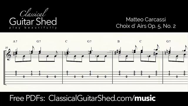 Carcassi: Op 5 No 2 - Free sheet music and TABS for classical guitar смотреть онлайн