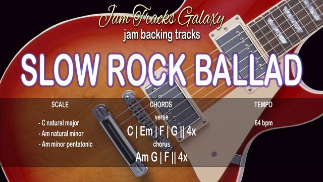 SLOW ROCK BALLAD Backing Track in C/Am (64 bpm) смотреть онлайн
