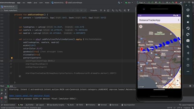 Distance tracker How to draw circle and custom shapes on google map in android kotlin смотреть онлайн