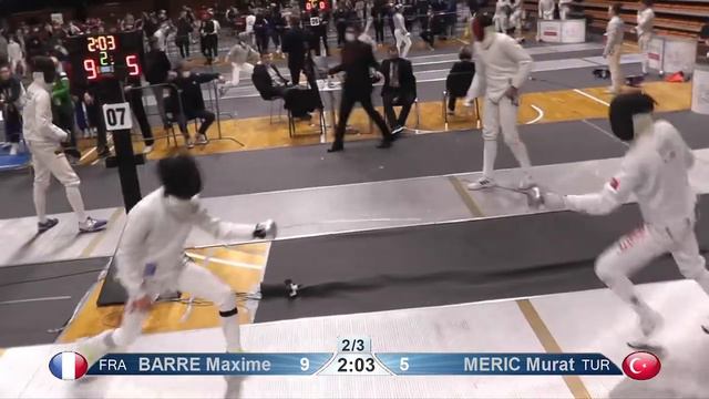 2022 938 T32 13 M E Individual Cadets NoviSad SRB ZCH 7 MERIC TUR vs BARRE FRA смотреть онлайн