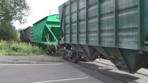 Маневровый тепловоз ЧМЭ3-3011 с вывозным поездом, подъездной путь к Дмитровскому стекольному заводу