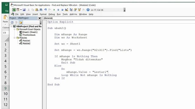 Menggunakan Find dan Replace + Looping pada VBA Excel - Part 2 смотреть онлайн
