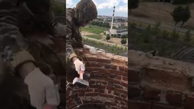 Демонтаж дымовой трубы, начало. смотреть онлайн