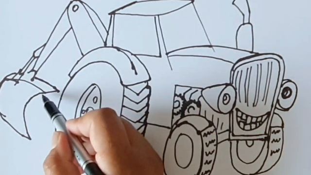 Как нарисовать весёлый трактор для детей. How to draw a fun tractor for kids. смотреть онлайн