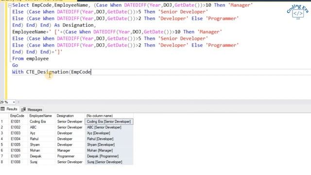 Common Table Expression (CTE) Example1 | Coding Era смотреть онлайн