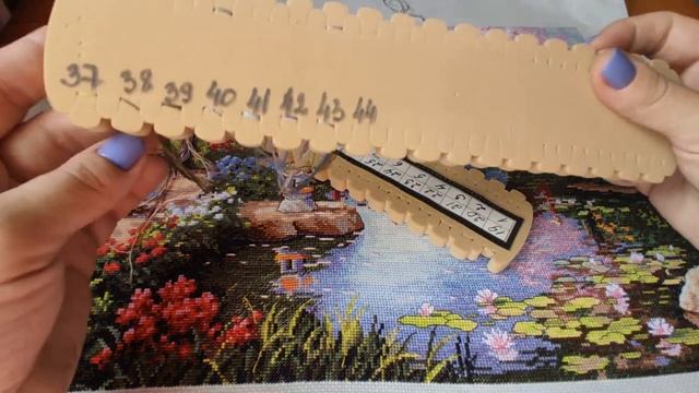 Готовая работа. Японский сад. Коты. Вышивка крестиком смотреть онлайн