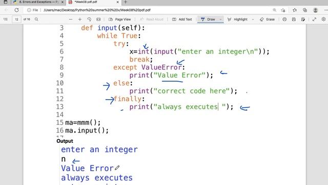 week08 python try and except blocks - error exception смотреть онлайн