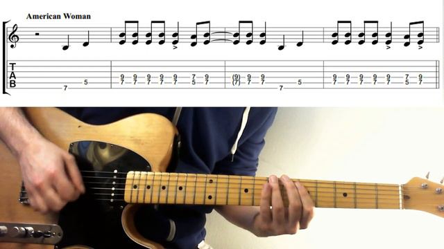 AMERICAN WOMAN Guess Who Guitar Lesson Intro Riff Tab 👌🤘 смотреть онлайн
