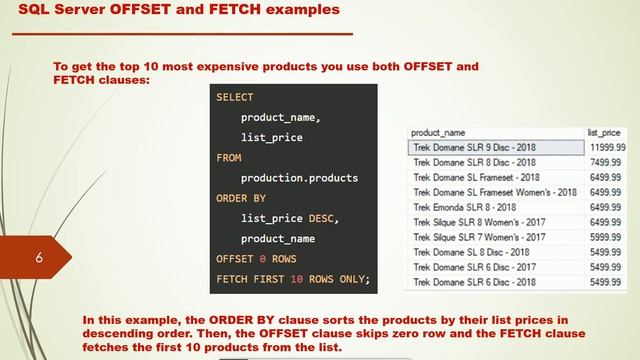 SQL Server - Sorting data using ORDER BY and Limiting rows using OFFSET FETCH and SELECT TOP смотреть онлайн