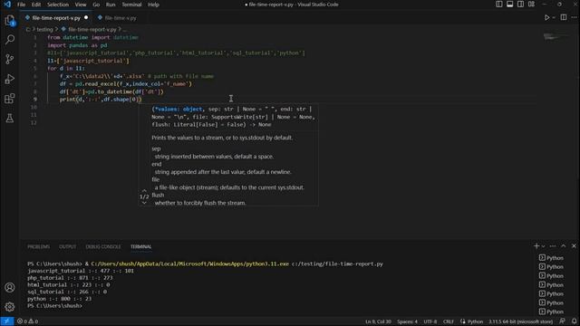 Report from Excel file using Pandas DataFrame showing files modified using Date period G-02 смотреть онлайн