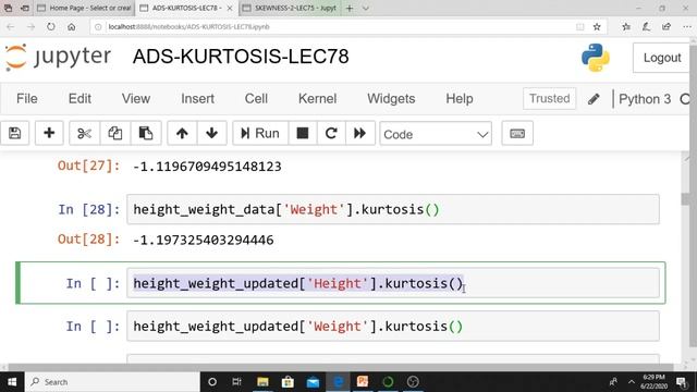 Calculating Kurtosis with Pandas and SciPy LEC78 смотреть онлайн