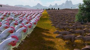 10,000 GIANT CHICKENS vs 1,000 T-REX - Ultimate Epic Battle Simulator 2