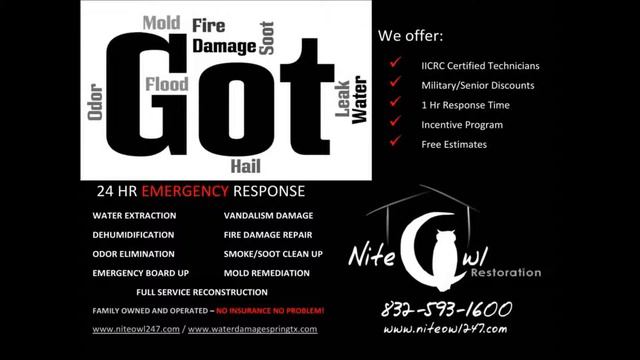 Flood Cleanup Houston | NiteOwl Restoration | 832-593-1600 | Free Estimates 24/7 смотреть онлайн