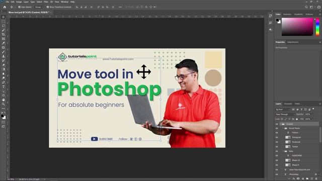Move tool in Adobe Photoshop | Adobe Photoshop | Tutorials Point смотреть онлайн