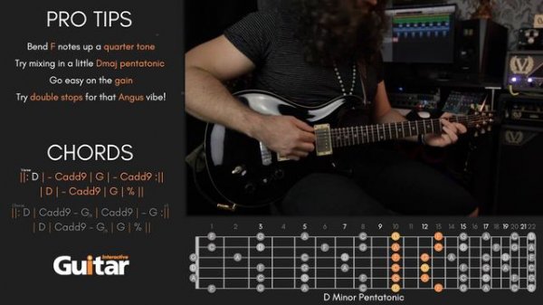 AC/DC Style | Classic Rock Guitar Backing Track in D | 128 BPM