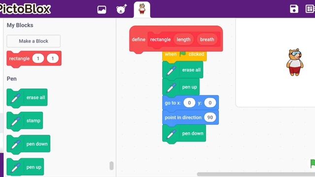 how to make rectangle shape using block on pictoblox ?? смотреть онлайн