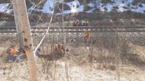 Выправка пути на ЭШП.