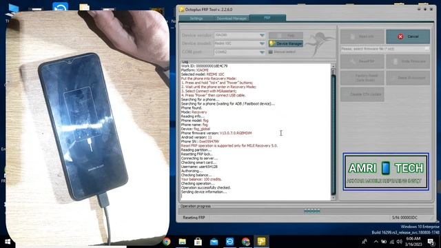 Xiaomi Redmi 10c Google Frp Lock Remove One  Click By Octoplus Frp Tool #frp #frpbypass #google