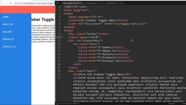 Pure CSS Sidebar Toggle Menu Tutorial in Hindi / Urdu смотреть онлайн