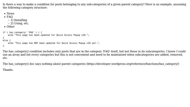 Wordpress: has_category() for parent category смотреть онлайн