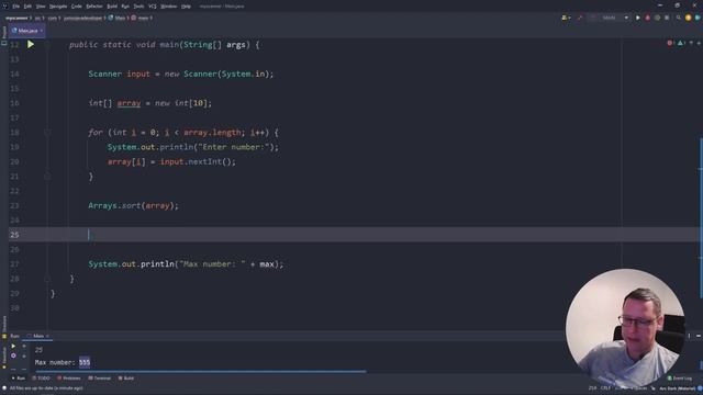Find the greatest number between 10 integers in Java смотреть онлайн