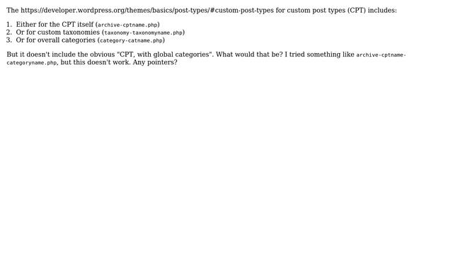 Wordpress: Custom post type, global categories what s the template name? смотреть онлайн