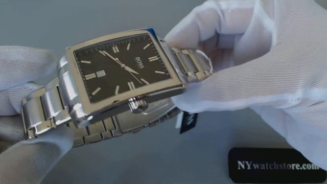 Men's Hugo Boss Rectangular Steel Date Watch 1512773 смотреть онлайн