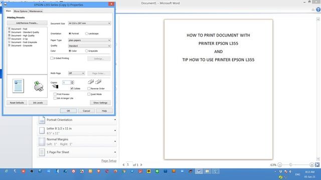 HOW TO SET UP PRINTING PREFERENCES EPSON L355 смотреть онлайн