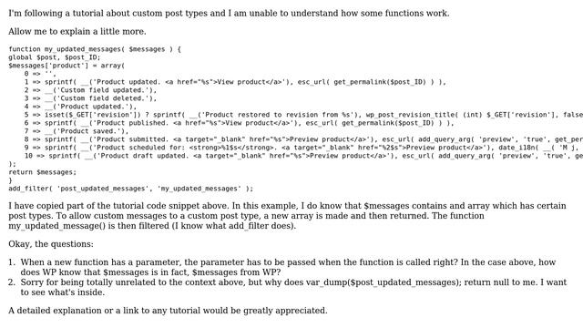 Wordpress: How does the filter post_updated_messages work? смотреть онлайн