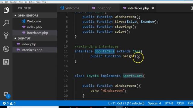 14. Extending interfaces in object-oriented programming in PHP смотреть онлайн