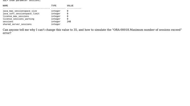Databases: Why can't I set oracle sessions value to 35? (2 Solutions!!) смотреть онлайн