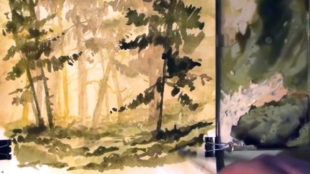 Watercolor Realism. Amid the forest. смотреть онлайн