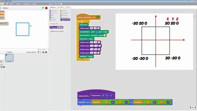 Scretch. Создание 3D Куба. Объемные игры Scratch смотреть онлайн